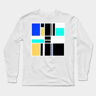 Blue Black Yellow Geometric Abstract Acrylic Painting XVIII Long Sleeve T-Shirt